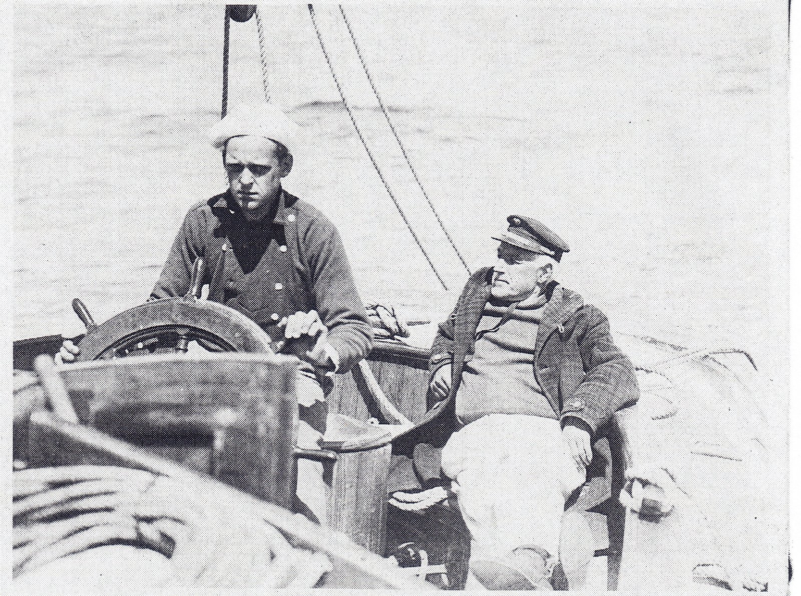 Captain Charles E. Miller at the helm of Yankee